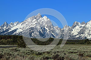 Grand Teton National Park, Rugged Rocky Mountain Range in Morning Light, Wyoming, USA