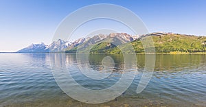 Grand teton with reflection on the river,Wyoming,usa