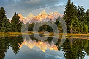 Grand teton reflection at sunrise