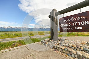 Grand Teton Sign at entrance to National Park