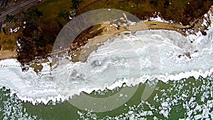 Grand traverse bay in state of michigan froszen in march photo