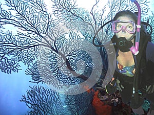 Grand Turk Scuba Diver w/ Sea Fan photo