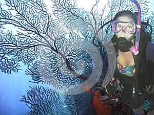 Grand Turk Scuba Diver w/ Sea Fan