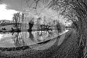 Grand Union canal landscape scene