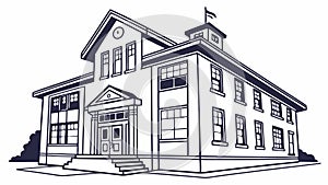 Grand university building with classical architecture higher education, vector design Generative AI