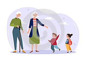 Grandchildren and grandparents concept