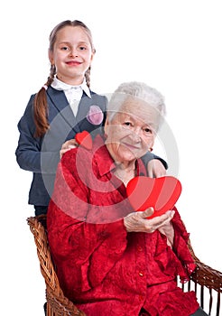 Granddaughter hugging her grandmother