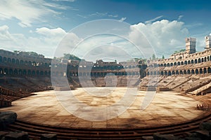 grandeur of history with a wide shoot capturing the Colosseum\'s expansive interior.