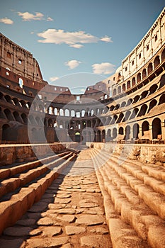 grandeur of history with a wide shoot capturing the Colosseum\'s expansive interior.