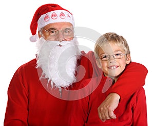 Grandfather as a Santa Claus with his grandson