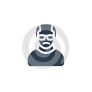 Grandfather Avatar, old man solid flat icon. vector illustration