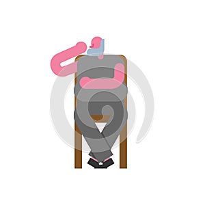 Grandfather On chair. Old man sit. pensioner on stool. Vector il
