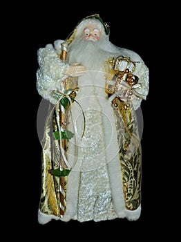 Grandfather frost Santa Claus, Saint Nicholas, Joulupukki on a black background, isolated. Symbol of New year and Christmas.