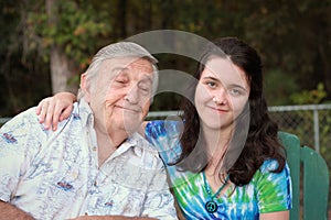 Grandfather and granddaughter