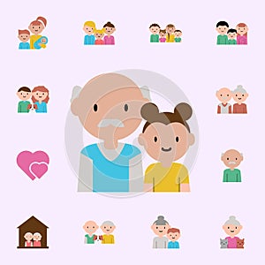 grandfather, granddaughter cartoon icon. family icons universal set for web and mobile