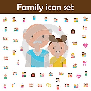 Grandfather, granddaughter cartoon icon. Family icons universal set for web and mobile