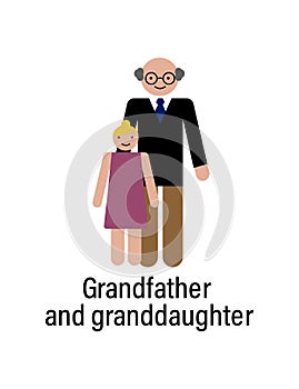 Grandfather and granddaughter icon can be used for web, logo, mobile app, UI, UX