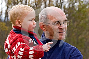 Grandfather and grandson photo