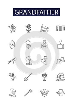 Grandfather line vector icons and signs. Granddad, Grandfather, Pop, Papa, Pops, Gramps, Grandad, Grand outline vector
