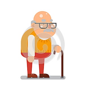 Grandfather Old Man Character Cartoon Flat Design Vector illustration