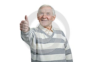 Grandfather with thumb up.