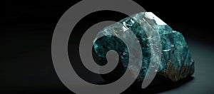 Grandidierite is a rare precious natural stone on a black background. AI generated. Header banner mockup with space