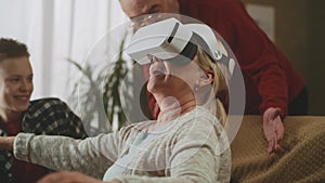 Grandma in augmented reality headset