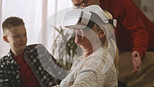 Grandma in augmented reality headset