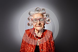 Grandma with curlers