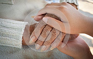 Grandma and grandson hand in hand photo
