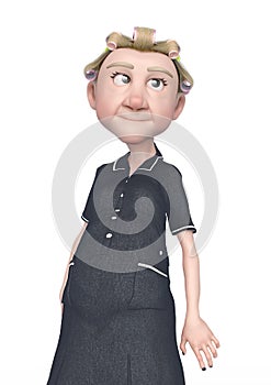 Grandma nurse cartoon on stand up pose in white background