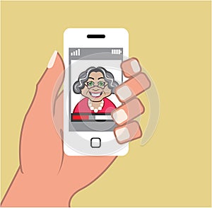 Grandma on the phone Vector Smartphone