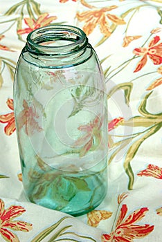Grandma's Vintage Canning Jar on a Floral Dish Towel