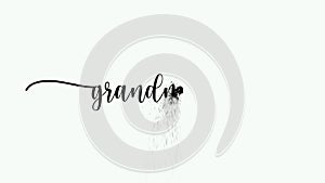 Grandmaster Animation Text with dust sprinkle particle effect on white screen .