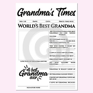 Grandmaâ€™s Times - Mother`s Day gift, memories, quick, easy, wonderful, touching gift.