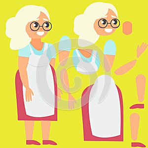 Grandmother in apron. Broken for animation