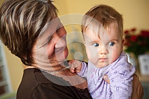 Grandmother and baby