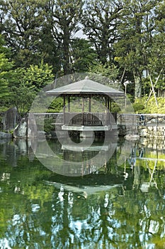 Grandmother came back for the obon festival that honors the spirits of the ancestors. She admires the pond by remembering the pas