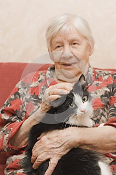 The grandmother with a cat