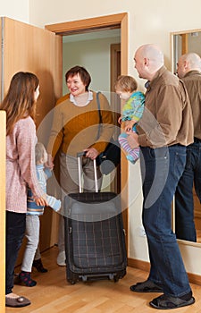Grandmother coming to family home