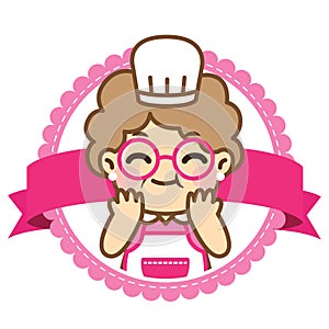 Grandmother is cooking.Cute style