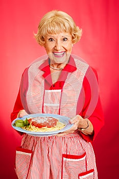 Grandmother Cooks Italian Spaghetti