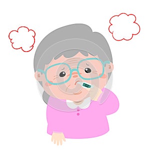 Grandmother got fever high temperature cartoon