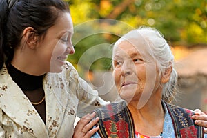 The grandmother with the grand daughter