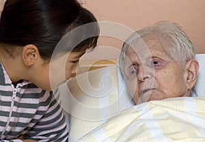 Grandmother and granddaughter.