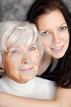 Grandmother and granddaughter portrait