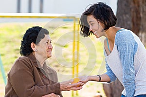 Grandmother granddaughter quality time outdoors