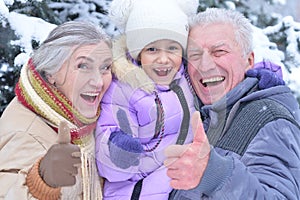 Grandmother with granddaughter smiling