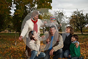 Grandmother with her children and grandchildren