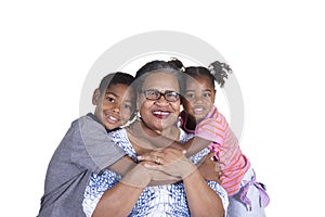 A grandmother and her grandchildren